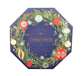YANKEE CANDLE Adventní kalendář 24 ks čajových svíček + 1 ks skleněný svícen