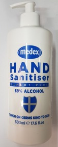 Medex gel Sanitiser expert plus 69% alcohol hygienická dezinfekce rukou 500 ml gel s pumpičkou bezoplachový