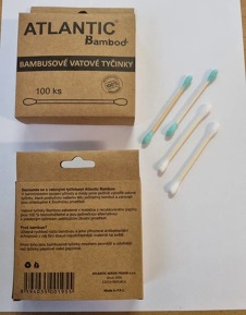 Atlantic Bamboo bambusové  vatové ECO tyčinky do uší 100 ks bílé